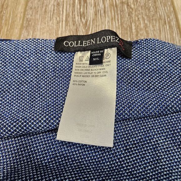 Colleen Lopez Shrug Open Front Vest Blue Animal Print Women's Leopard Cheetah - Picture 9 of 9